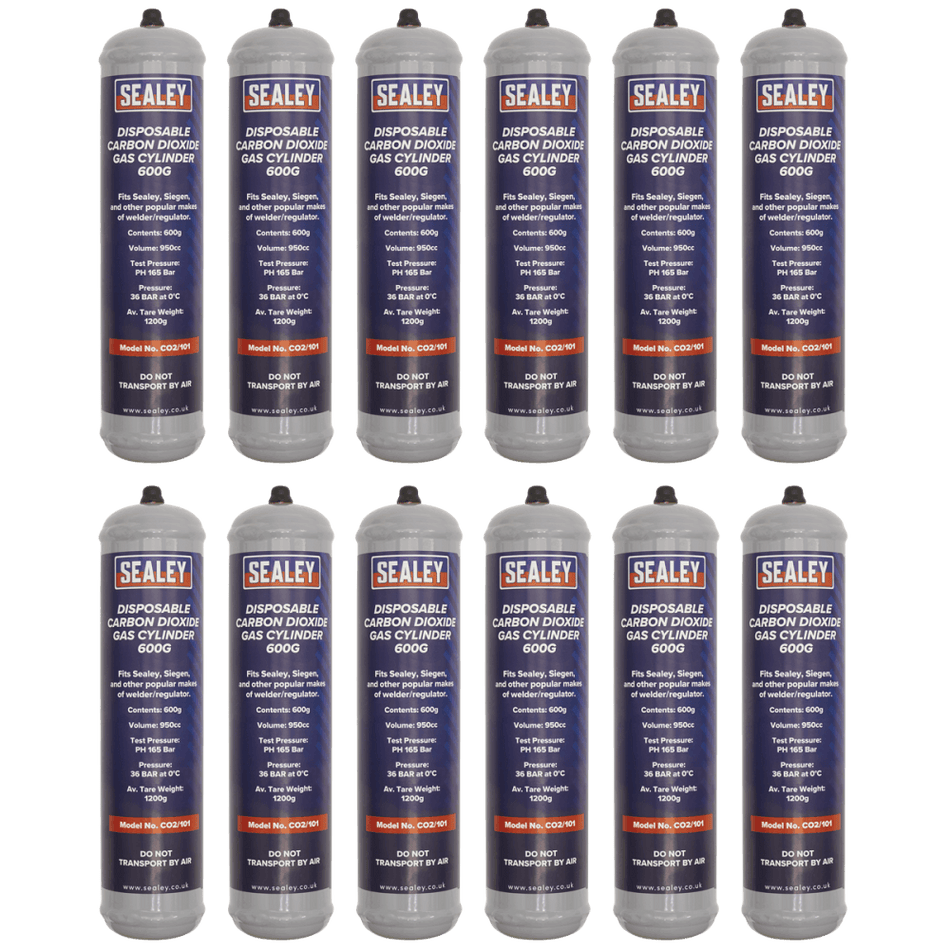 Sealey Gas Cylinder Disposable Carbon Dioxide 600g - Box of 12 Model No - CO2/101/12