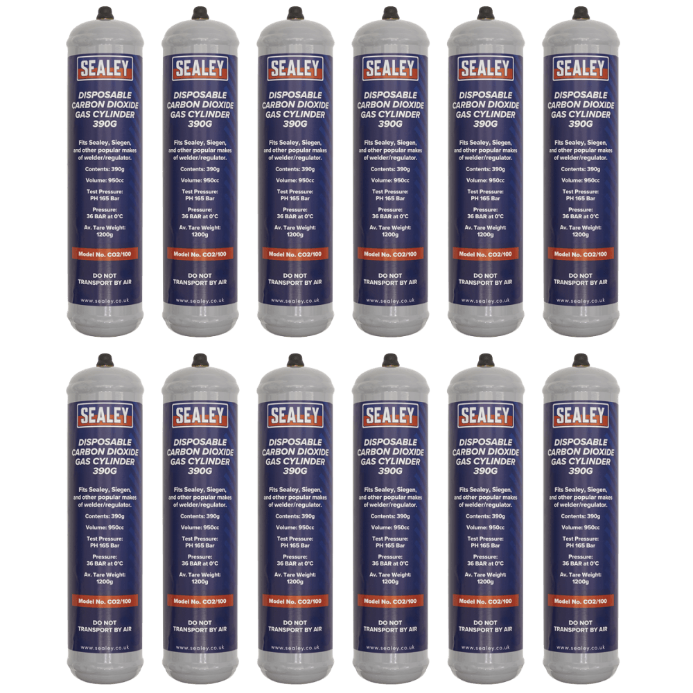 Sealey Gas Cylinder Disposable Carbon Dioxide 390g - Box of 12 Model No - CO2/100/12