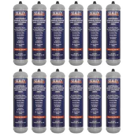 Sealey Gas Cylinder Disposable Carbon Dioxide 390g - Box of 12 Model No - CO2/100/12