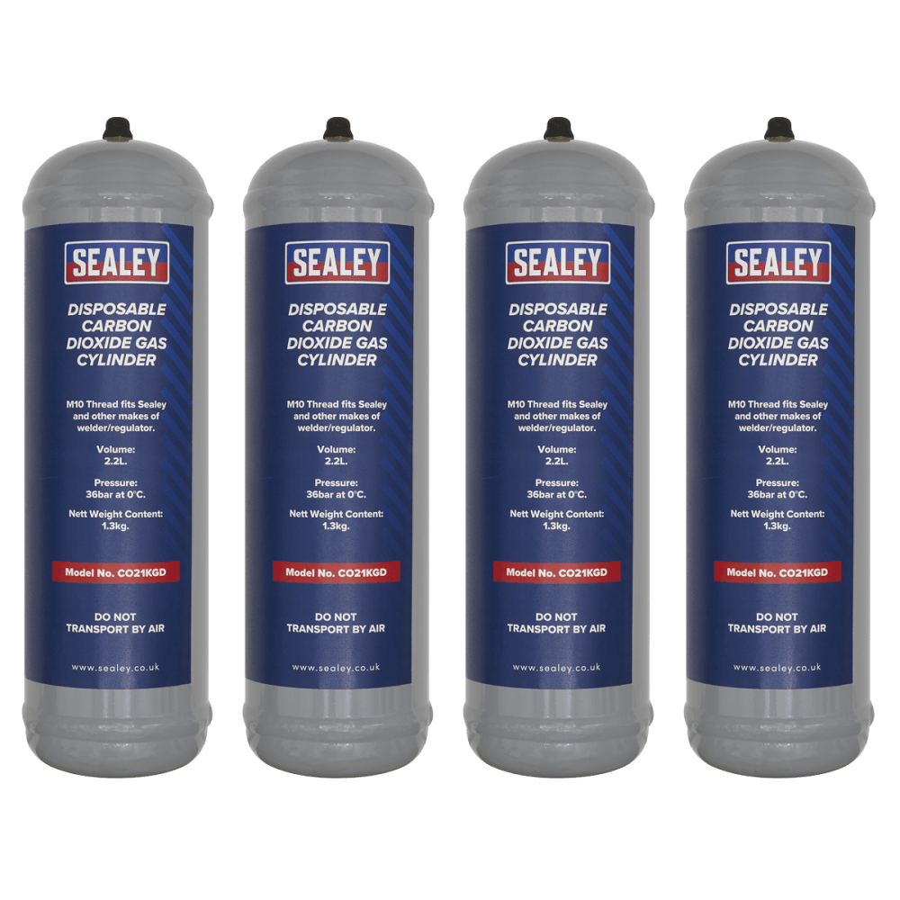 Sealey Disposable Carbon Dioxide Gas Cylinder 1.3kg - Pack of 4 Model No - CO21KGD4