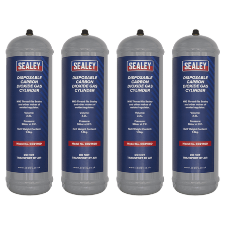 Sealey Disposable Carbon Dioxide Gas Cylinder 1.3kg - Pack of 4 Model No - CO21KGD4