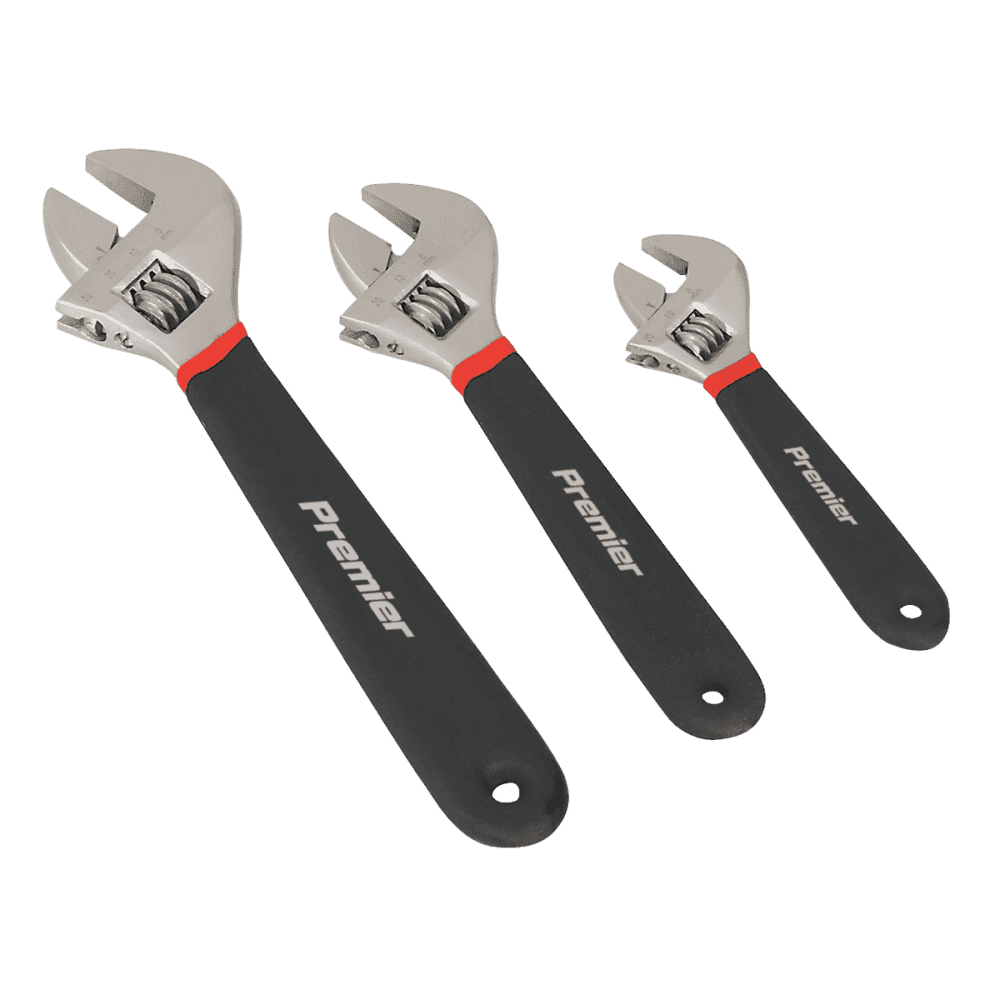 Sealey Adjustable Wrench Set 3pc Ni-Fe Finish Model No-AK907