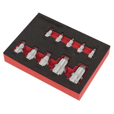Sealey Hex Socket Bit Set 10pc Stubby 1/4", 3/8" & 1/2"Sq Drive Model No.-AK6244