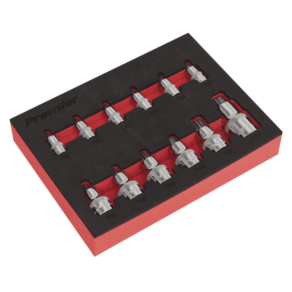 Sealey TRX-Star* Socket Bit Set 12pc Stubby 1/4", 3/8" & 1/2"Sq Drive Model No.-AK6245