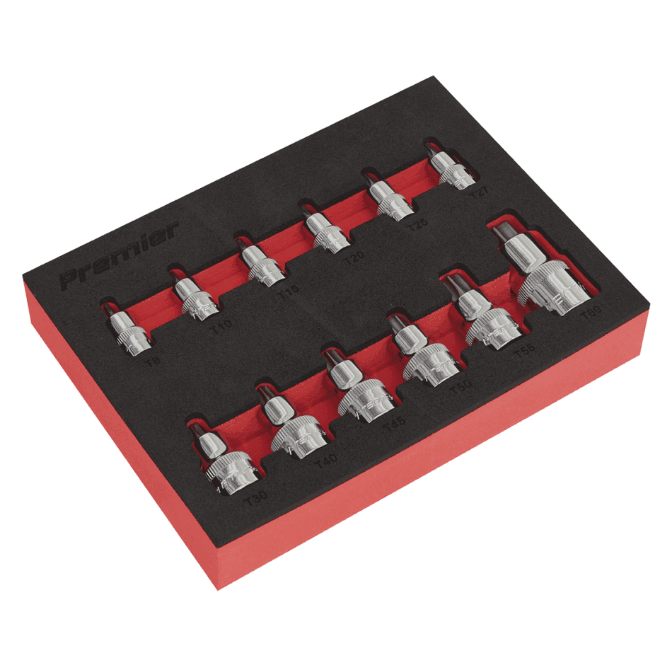Sealey TRX-Star* Socket Bit Set 12pc Stubby 1/4", 3/8" & 1/2"Sq Drive Model No.-AK6245
