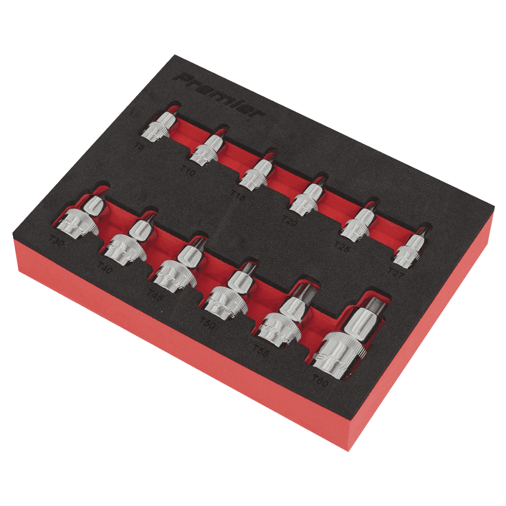 Sealey TRX-Star* Socket Bit Set 12pc Stubby 1/4", 3/8" & 1/2"Sq Drive Model No.-AK6245