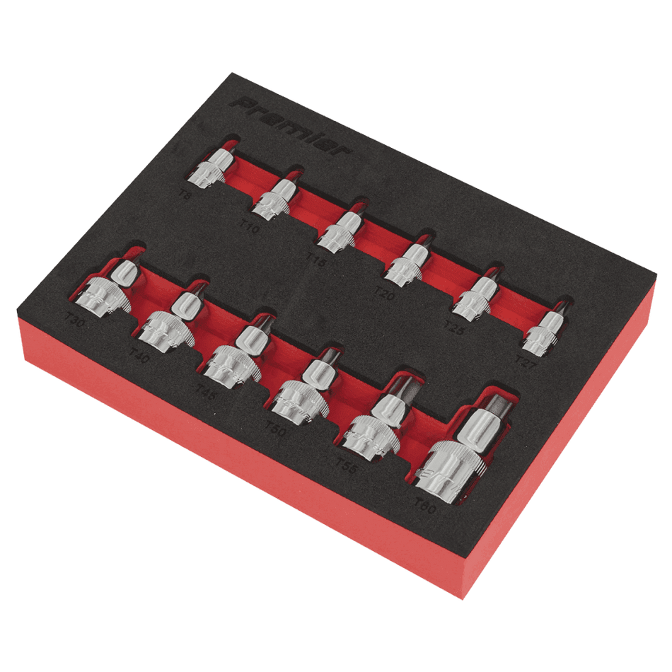 Sealey TRX-Star* Socket Bit Set 12pc Stubby 1/4", 3/8" & 1/2"Sq Drive Model No.-AK6245