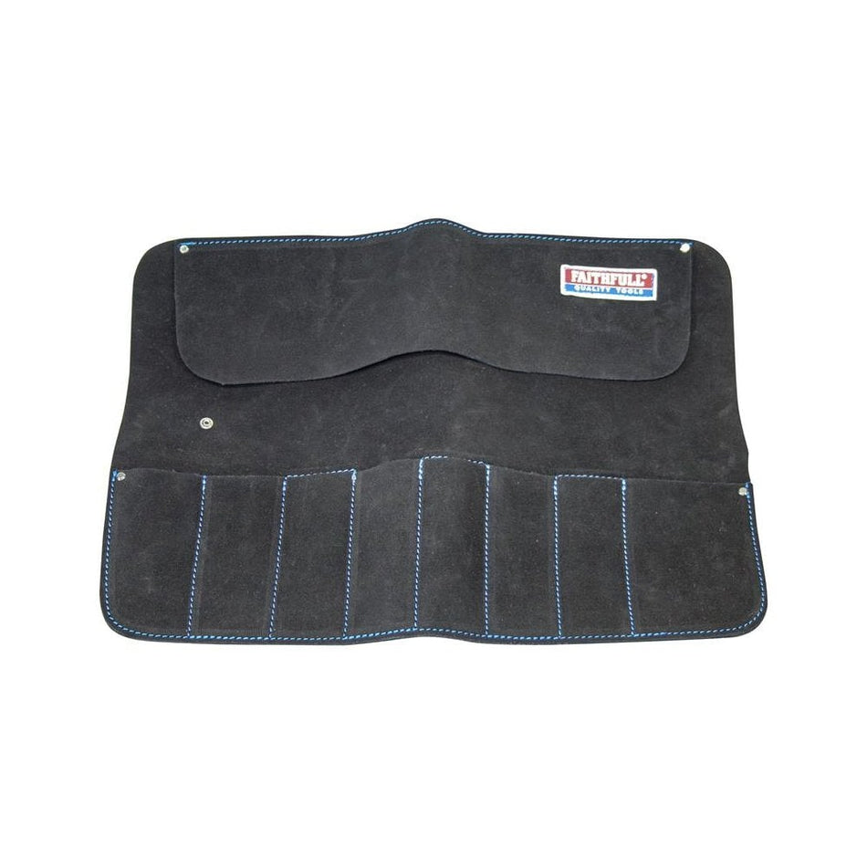 Faithfull 8 Pocket Leather Chisel Roll-FAILCR8B