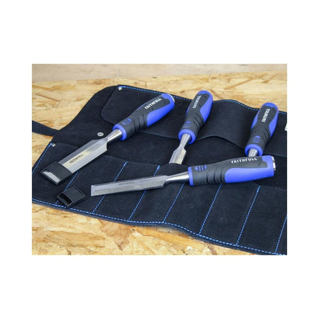 Faithfull 8 Pocket Leather Chisel Roll-FAILCR8B