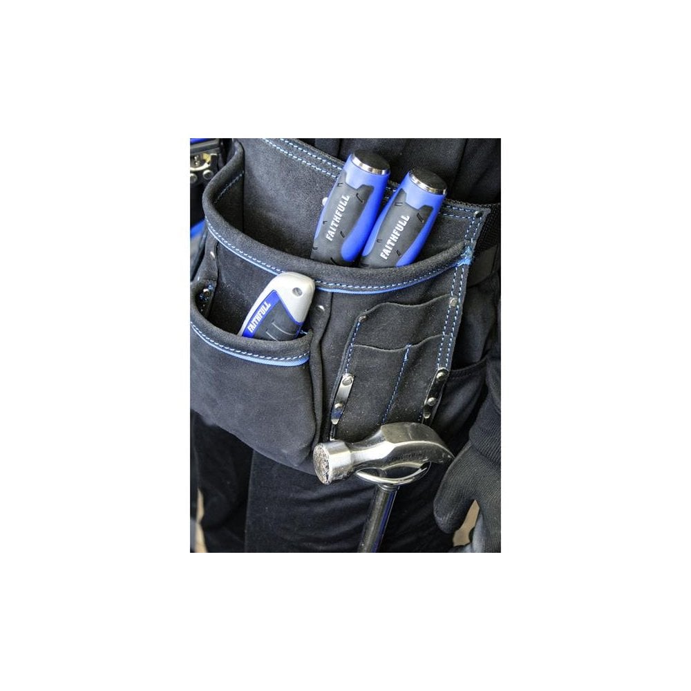 Faithfull Double Tool & Nail Pouch-FAIDTNP3B