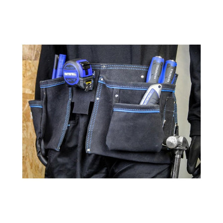 Faithfull Double Tool & Nail Pouch-FAIDTNP3B