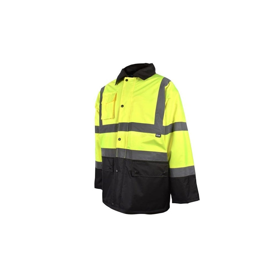 Scan Hi-Vis Yellow/Black Motorway Jacket - XL (48in)-SCAHVMJXLYB