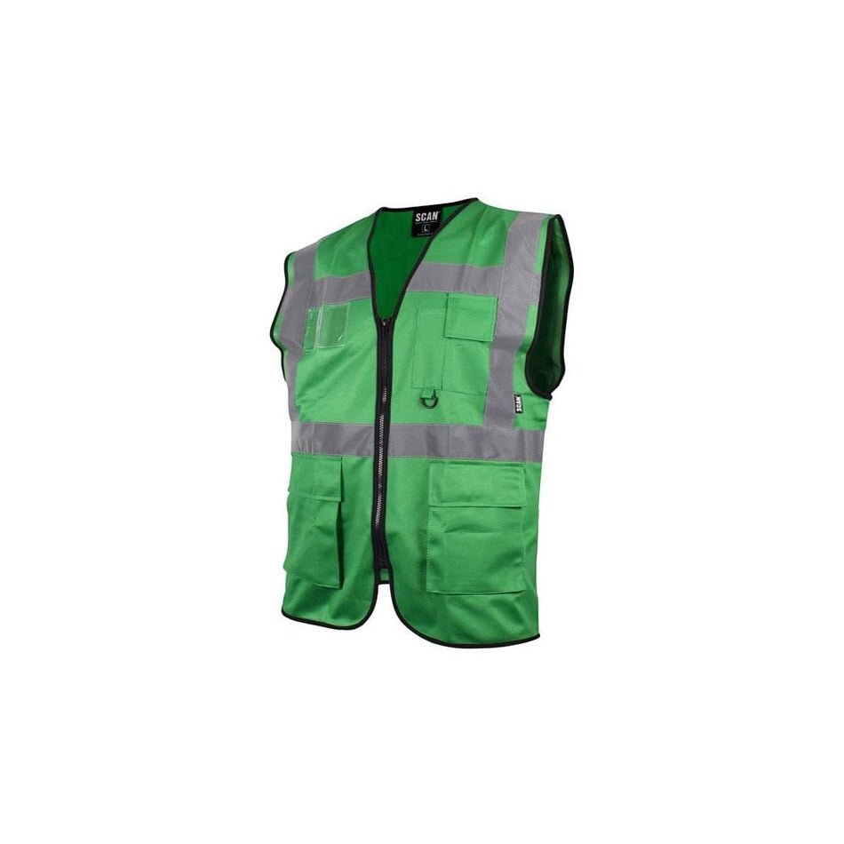 Scan Hi-Vis Utility Green Waistcoat - M (41in)-SCAHVUWMG