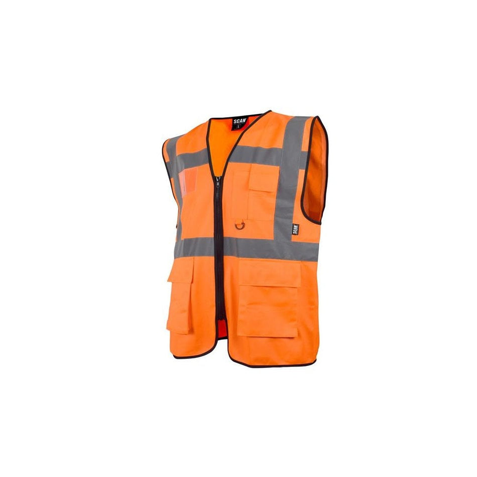 Scan Hi-Vis Utility Waistcoat Orange - XL (48in)-SCAHVUWXLO