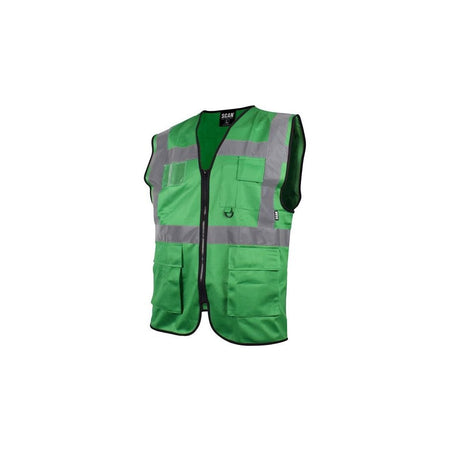 Scan Hi-Vis Utility Green Waistcoat - XL (46in)-SCAHVUWXLG