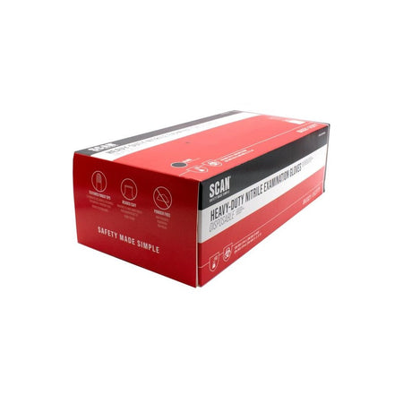 Scan Black Heavy-Duty Nitrile Disposable Gloves Medium Size 7 (Box of 100)-SCAGLODNHDM