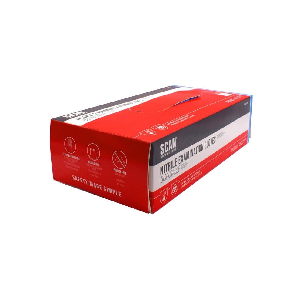 Scan Blue Nitrile Disposable Gloves Medium (Box of 100)-SCAGLODNM