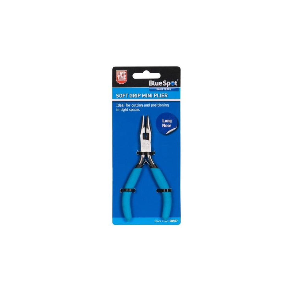 BlueSpot Tools Soft Grip Mini Long Nose Pliers-B/S8507