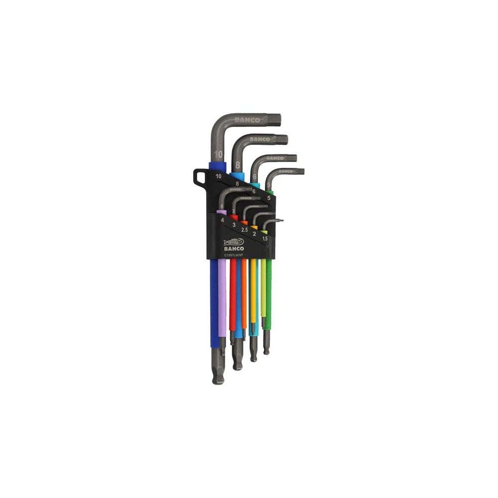 Bahco C1997LM/9P Metric Long Ball End Coloured Hex L-Key Set, 9 Piece-BAHC1997LM9P