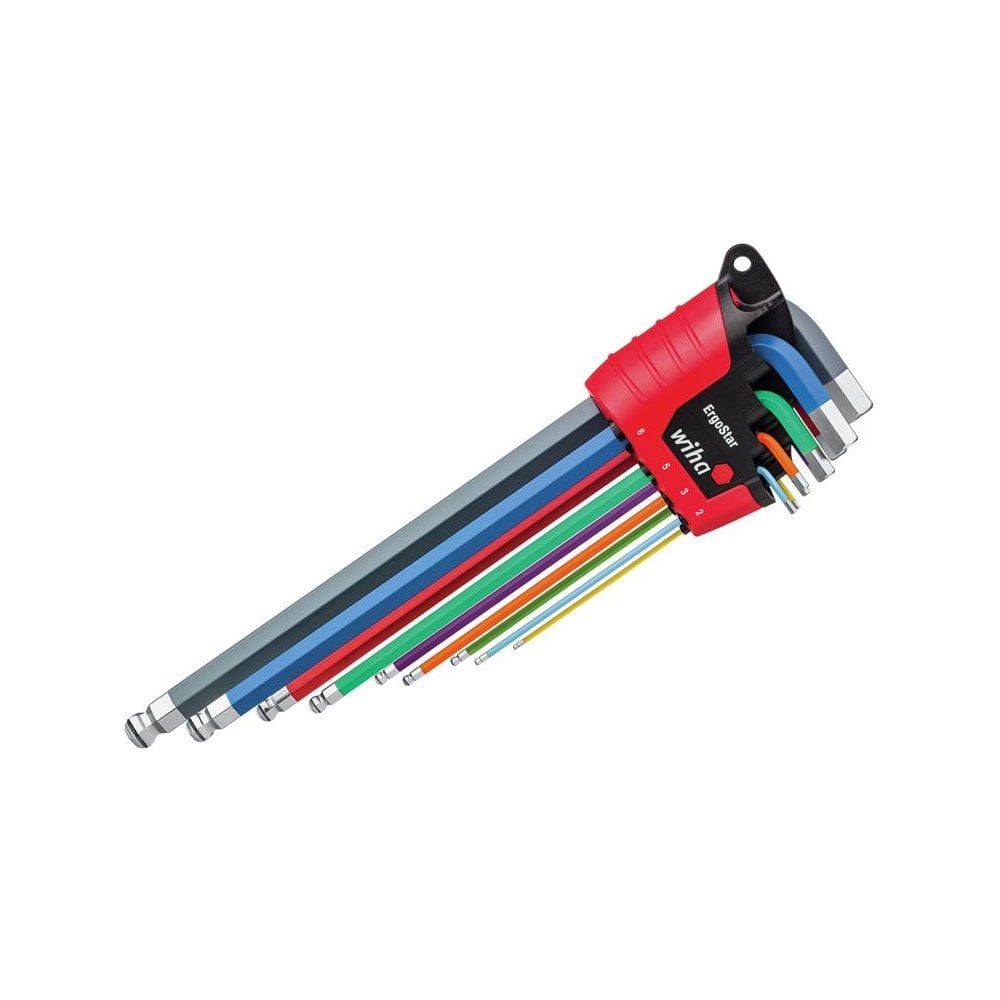 Wiha ErgoStar MagicRing® Colour Hex Ball End L-key Set, 9 Piece-WHA43850