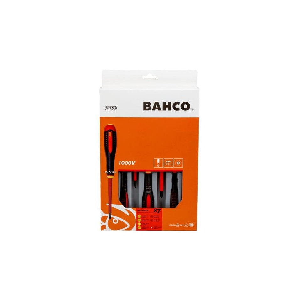 Bahco BE-9887S ERGO™ VDE Insulated Screwdriver Set, 7 Piece-BAH9887S