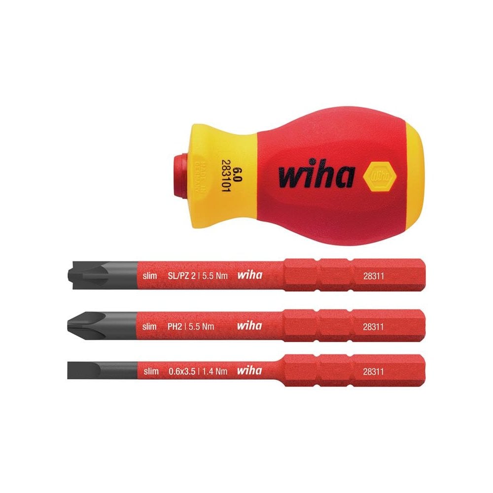 Wiha SoftFinish® electric slimVario Stubby Screwdriver Set, 4 Piece-WHA41230