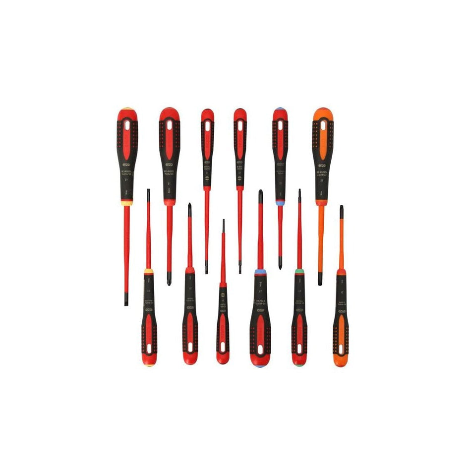 Bahco BE-9878SL ERGO™ Slim VDE Insulated Screwdriver Set, 12 Piece-BAHBE9878SL