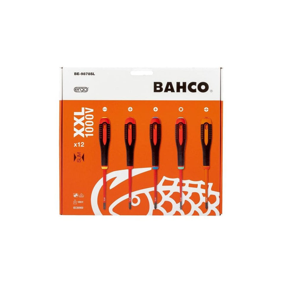 Bahco BE-9878SL ERGO™ Slim VDE Insulated Screwdriver Set, 12 Piece-BAHBE9878SL