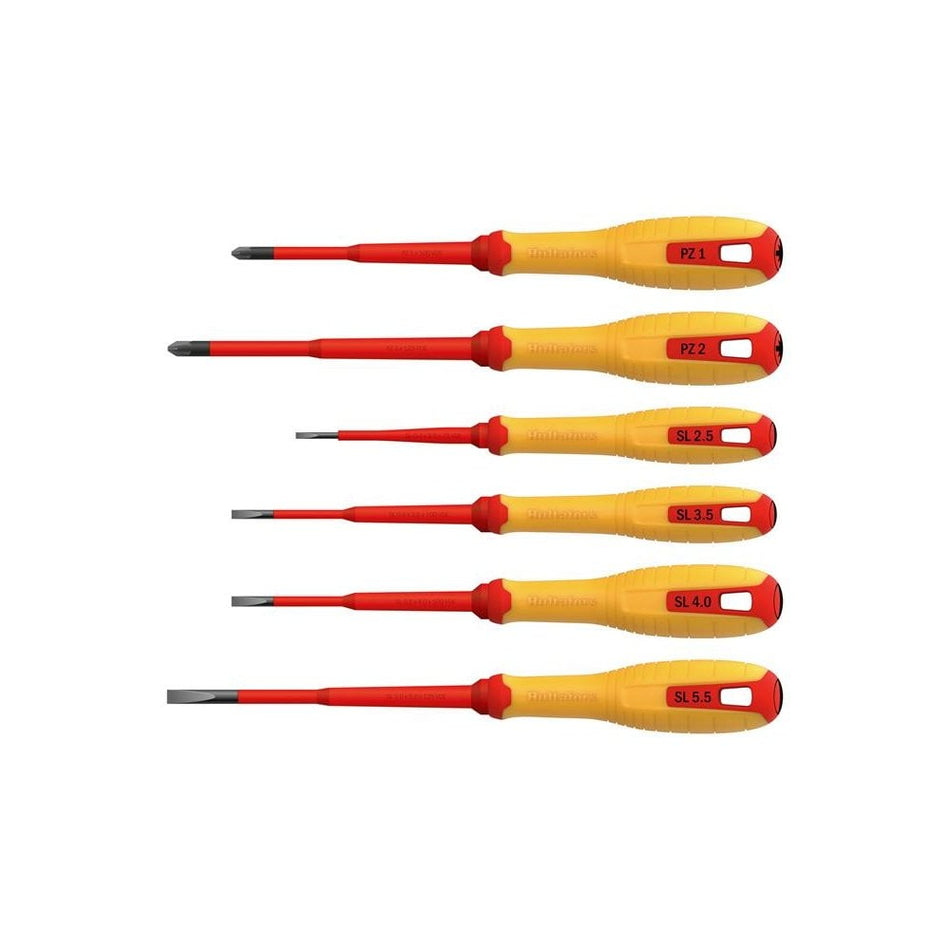 Hultafors VDE Pozidriv & Slotted Screwdriver Set, 6 Piece-HUL444465