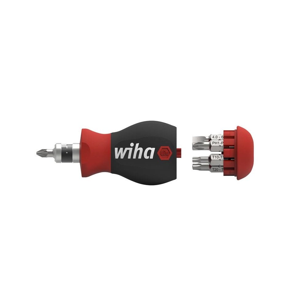 Wiha Magnetic SoftFinish® Stubby Screwdriver with Bit Magazine-WHA43613