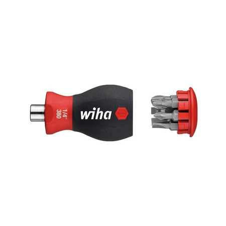 Wiha Magnetic SoftFinish® Stubby Screwdriver with Bit Magazine (SL, PH)-WHA33738
