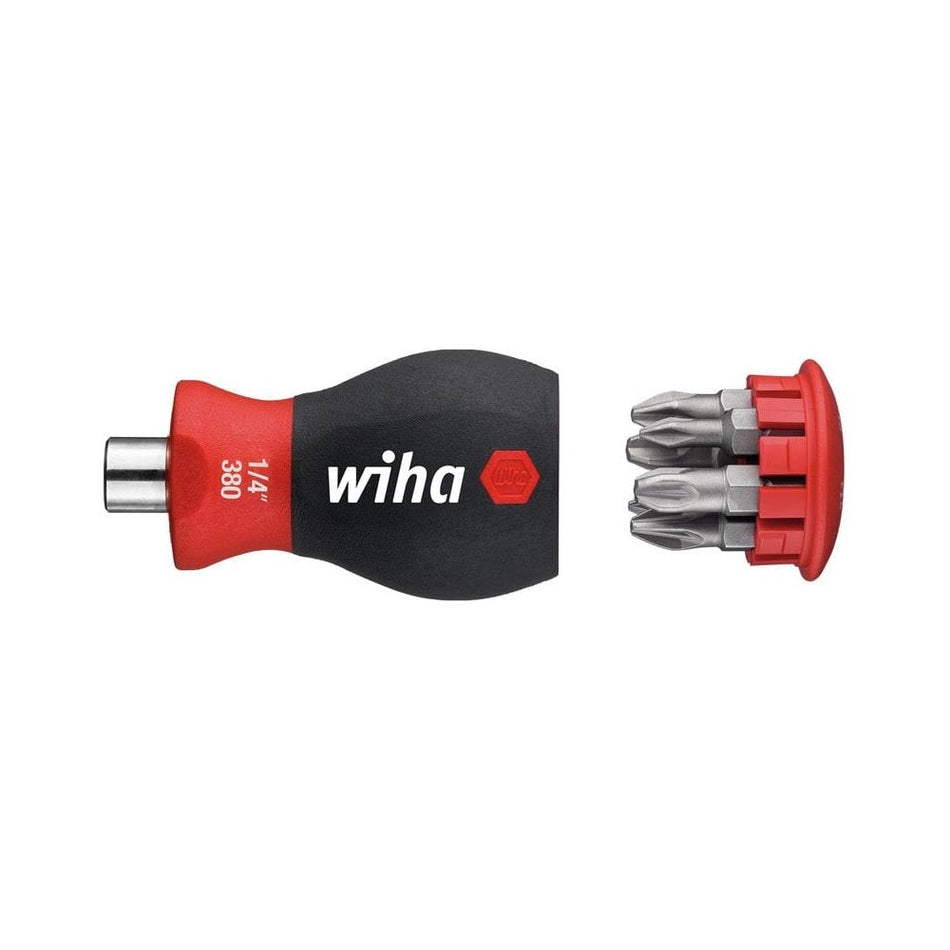 Wiha Magnetic SoftFinish® Stubby Screwdriver with Bit Magazine (PH, PZ)-WHA33741