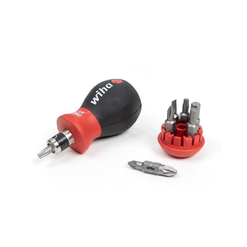Wiha Magnetic SoftFinish® Stubby Screwdriver with Bit Magazine (PH, PZ)-WHA33741