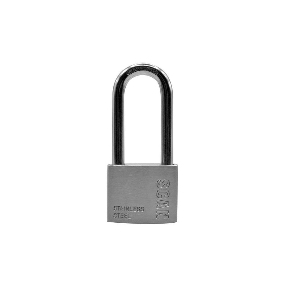 Scan Stainless Steel Padlock 50mm Long Shackle-SCAPLSS50LS