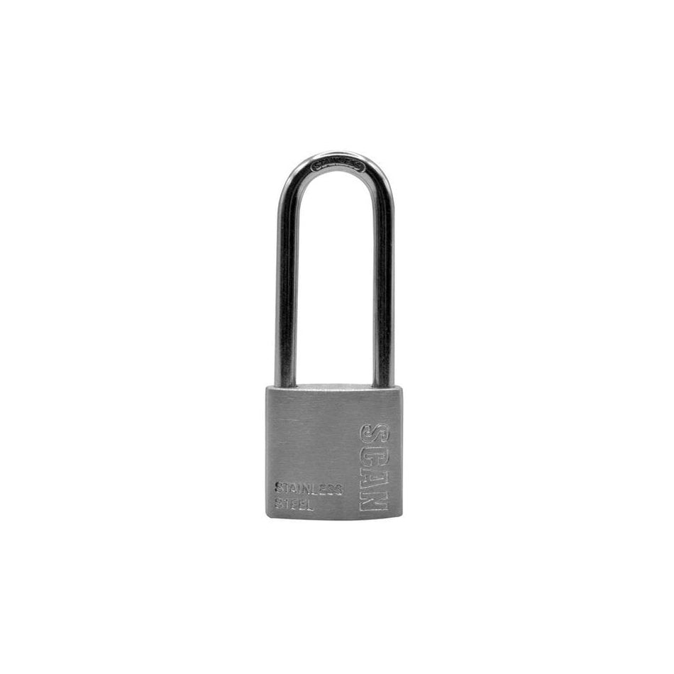 Scan Stainless Steel Padlock 32mm Long Shackle-SCAPLSS32LS