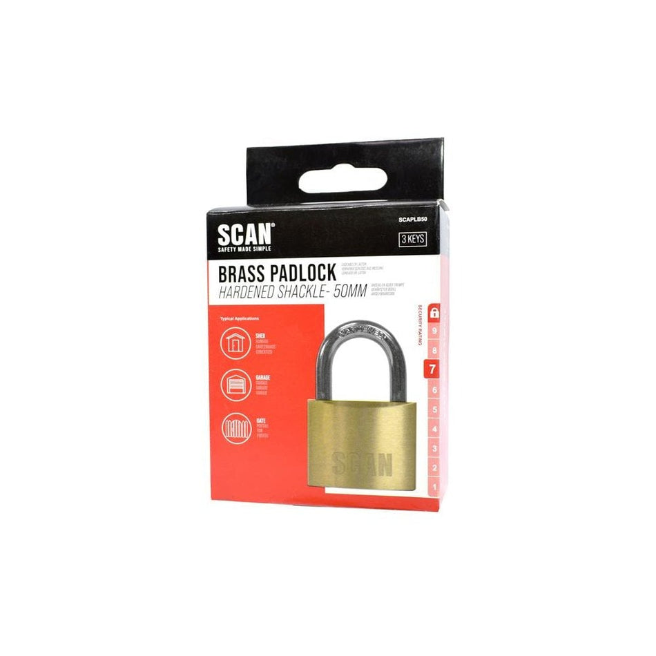 Scan Brass Padlock 50mm-SCAPLB50