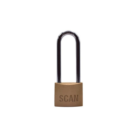 Scan Brass Padlock 40mm Long Shackle-SCAPLB40LS