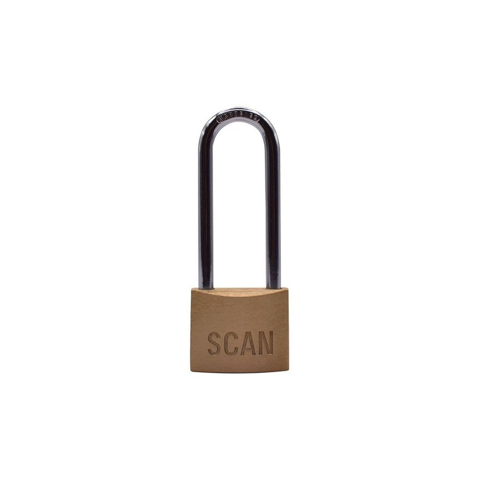 Scan Brass Padlock 40mm Long Shackle-SCAPLB40LS