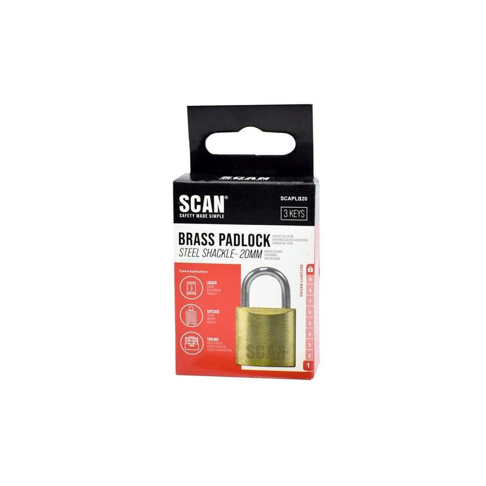 Scan Brass Padlock 20mm-SCAPLB20