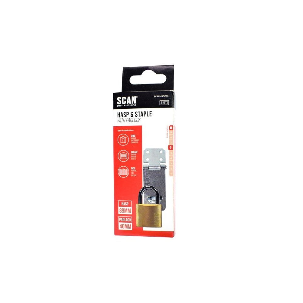Scan Hasp and Staple 89mm + 40mm Padlock-SCAPHSGP89