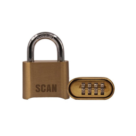 Scan Brass Combination Padlock 50mm-SCAPLBCOM