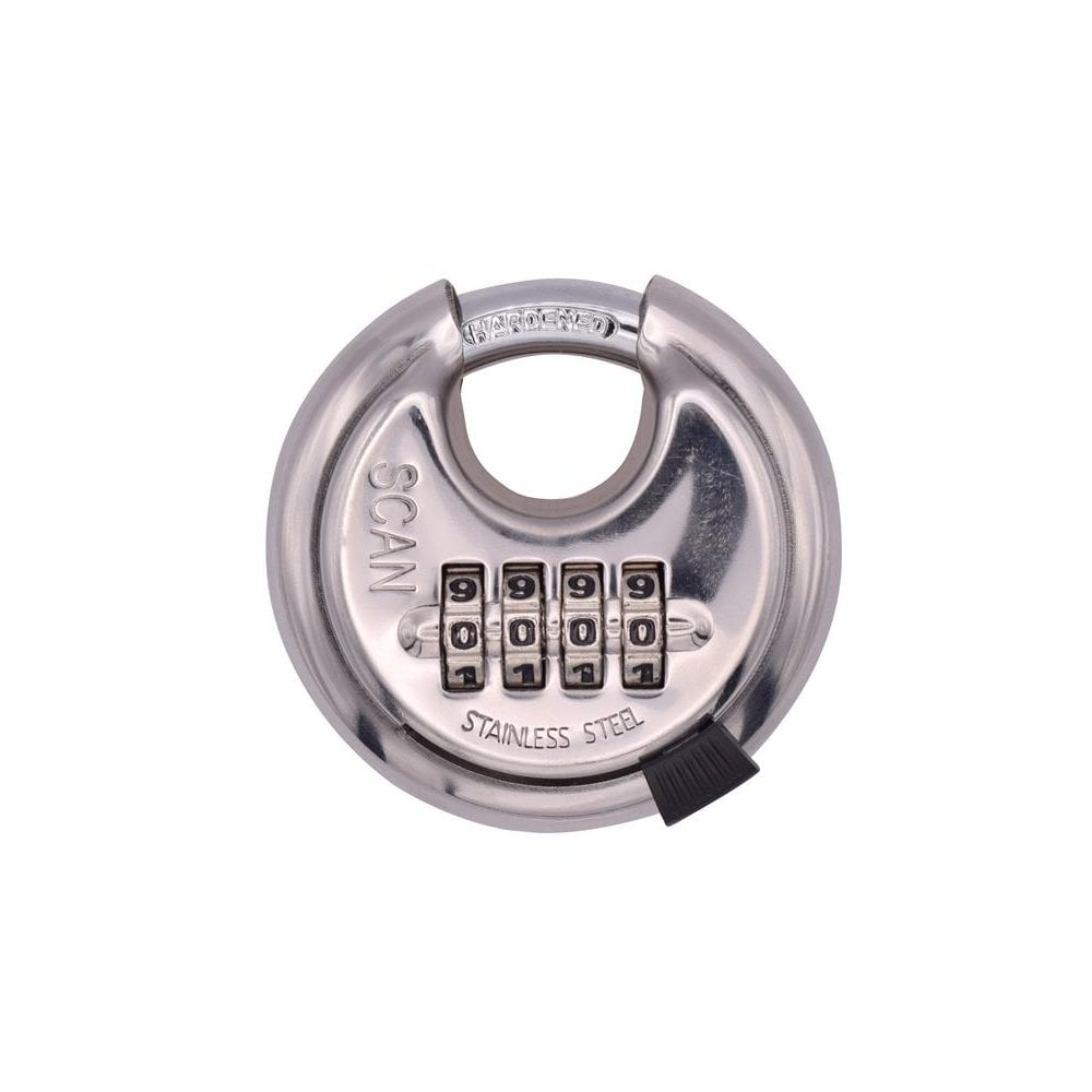 Scan Stainless Steel Disk Type Combination Padlock 70mm-SCAPLSS70CD