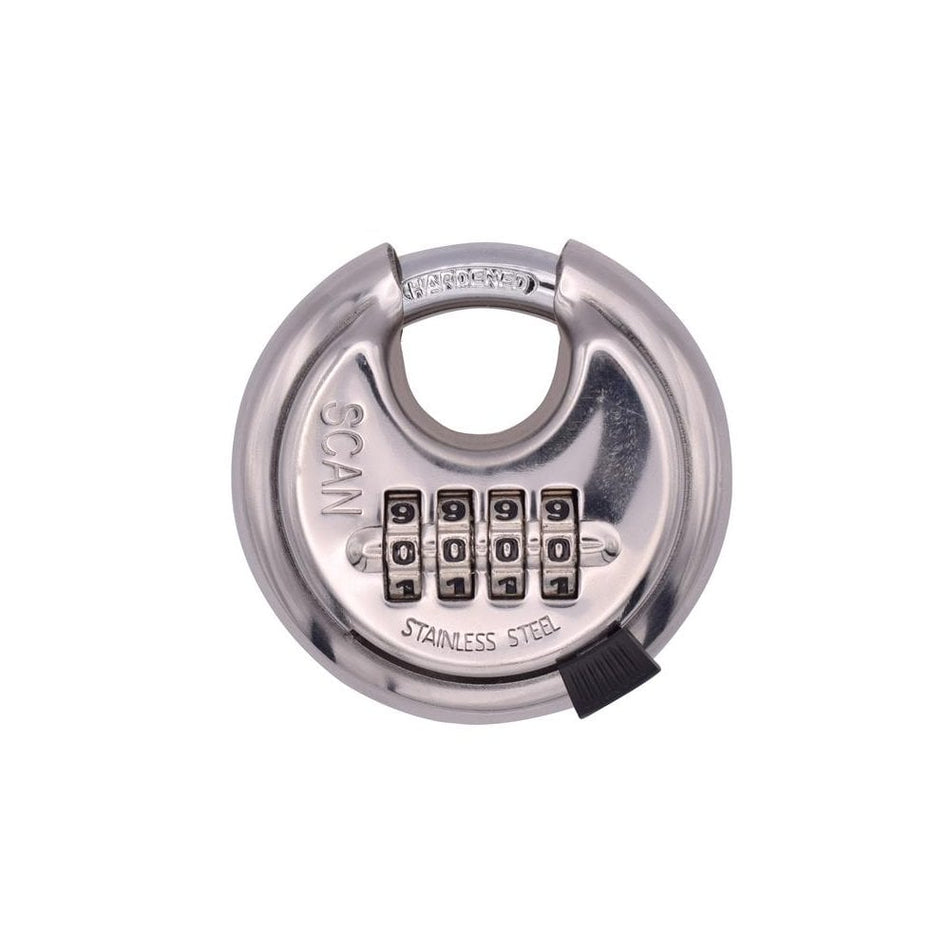 Scan Stainless Steel Disk Type Combination Padlock 70mm-SCAPLSS70CD
