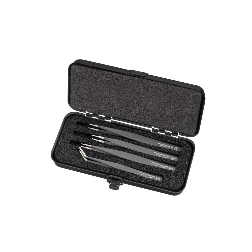 Wiha Professional ESD SMD Tweezer Set, 4 Piece-WHA32349
