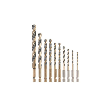 DEWALT DT20620 Black & Gold HSS Drill Set, 10 Piece-DEWDT20620QZ