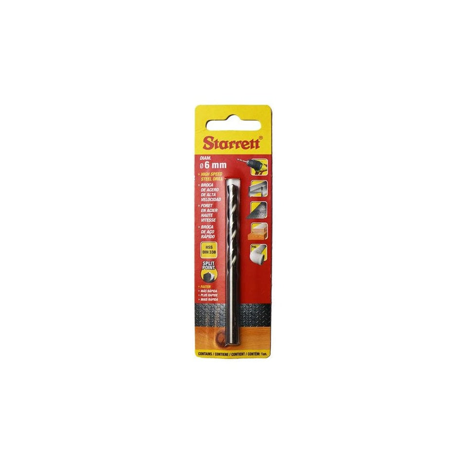 Starrett HSS Split Point Drill Bit 6.0 x 93mm-STRKBAR060