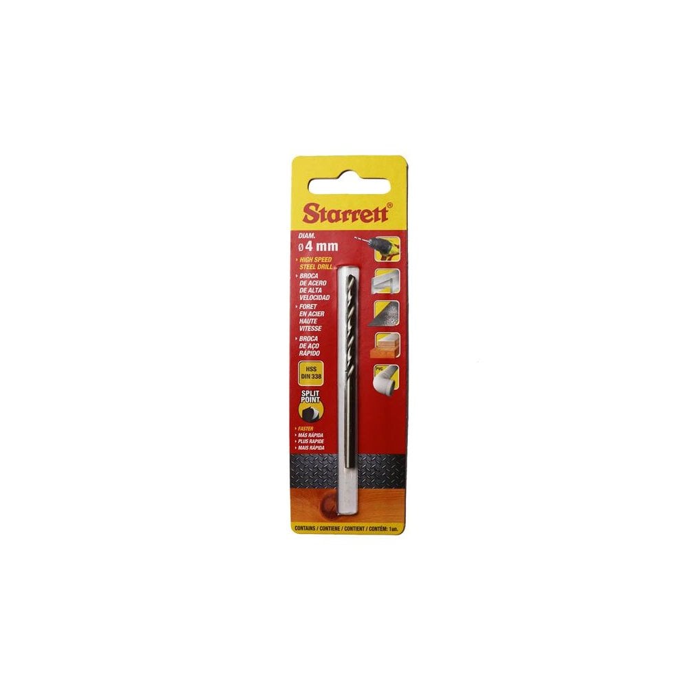 Starrett HSS Split Point Drill Bit 4.0 x 75mm-STRKBAR040