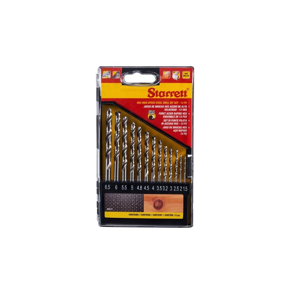 Starrett HSS Split Point Drill Bit Set, 13 Piece-STRKBK13