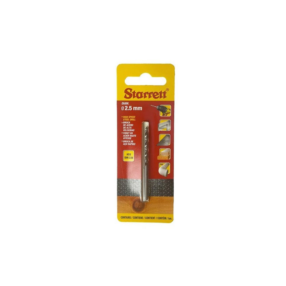 Starrett HSS Split Point Drill Bit 2.5 x 57mm-STRKBAR025