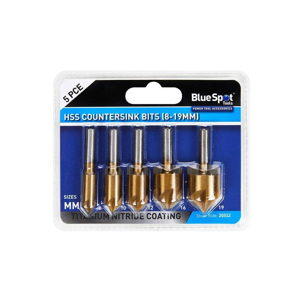 BlueSpot Tools HSS Titanium Countersink Bit Set, 5 Piece-B/S20312